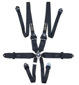 STR 6-Point 3" to 2" FHR HANS Rally Race Harness Seat Belt FIA 2030 - Black NEW - Picture 1 of 4