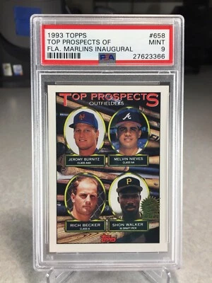 1993 Topps Jeromy Burnitz Melvin Nieves Rich Becker Shon Walker #658 - PSA 9 - Image 1 of 2