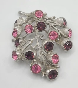 Vintage Sarah Coventry Brooch Wisteria Signed Purple Pink - Picture 1 of 11
