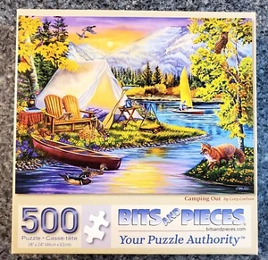 HTF Bits and Pieces CAMPING OUT 500 piece puzzle autumn fall COMPLETE - Picture 1 of 6