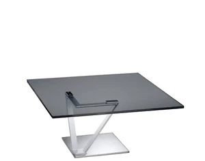 2157V02 Designer-Couchtisch Platte Glas grigio Gestell Metall Chrom hochglanz - Bild 1 von 6