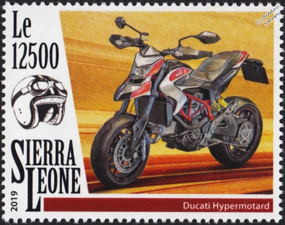 DUCATI HYPERMOTARD Supermotard Motorcycle Motorbike Stamp (2019 Sierra Leone). - Image 1 of 1