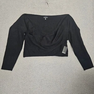 Eloquii Wrap Front Cropped Sweater Plus Sz 26/28 Off The Shoulder Night Out NWT - Picture 1 of 9