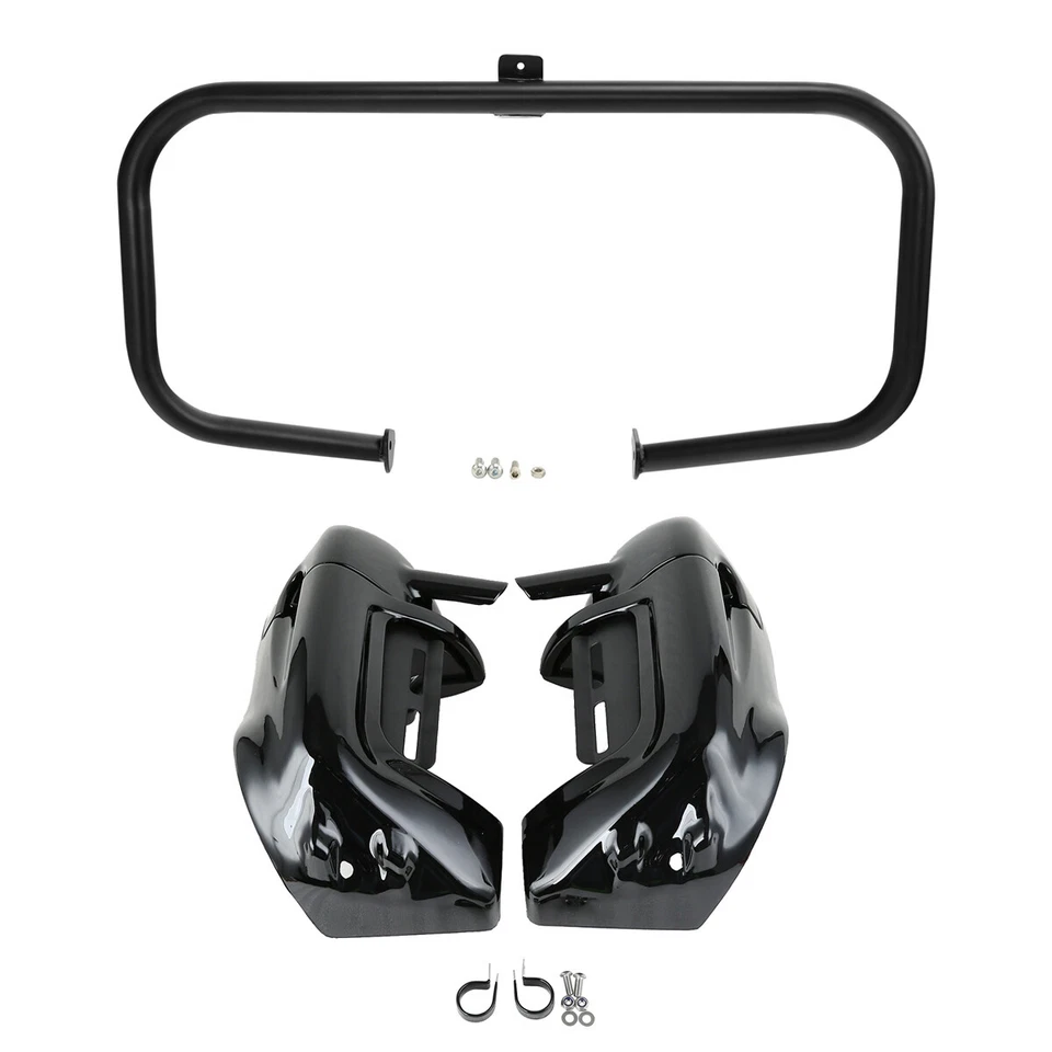 Carenados ventilados inferiores negros barra de choque del motor aptos para Harley Road King 1997-2008 Foto 1 de 4