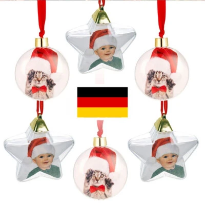 1/4x Weihachtssterne für Fotos Fotokugel Stern Weihnachtskugel Weihnachtsbaum - Bild 1 von 4