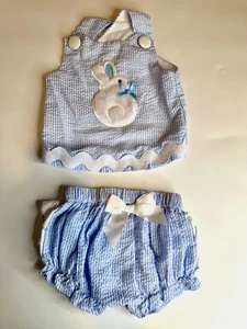LIL CACTUS Bunny Two Piece Ruffle Bottom Outfit Easter 12-18 Month Unisex Spring - Picture 1 of 10