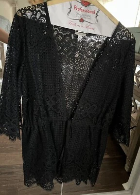 Intimissimi Black Lace Robe -Beach Coverup Medium - Image 1 of 4