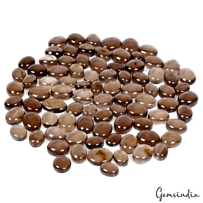 Lote de 87 piezas de piedras preciosas sueltas de cuarzo ahumado natural 6-10 mm ovalado al por mayor Foto 1 de 4