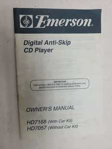 Reproductor de CD digital antideslizante Emerson HD7168 HD7057 manual del propietario envío gratuito - Imagen 1 de 1
