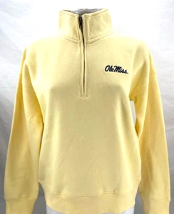 NEW Ole Miss Rebels Big Cotton LS 1/4 Zip Yellow Pullover Sweatshirt Women's M - Picture 1 of 8