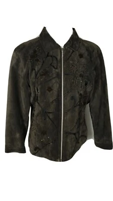 Chaqueta Chico's Mujer Talla 2 Marrón Gamuza Embellecida Lt.Weight S53 Foto 1 de 4