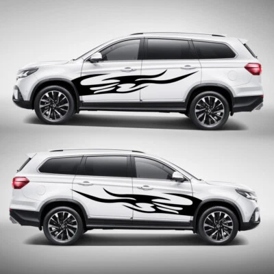 4pcs Car Hood Body Side Decor Trim Stripe Graphics Self-adhesive Decal Sticker - Image 1 of 4