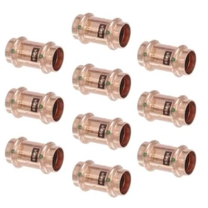 1/2 in. Press Copper Coupling with Stop (10-Pack) - Picture 1 of 5