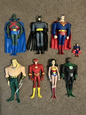 Lot of 7 Justice League 10” Mattel 2003 Figures. Batman,Superman,Flash,WW,Aqua, - Image 1 of 4