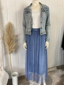 Tüllrock Rock Tüll Blau Maxi lang 36-40 xs s m l Made in Italy - Bild 1 von 10