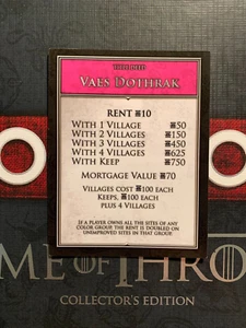 Monopoly Game Of Thrones VAES DOTHRAK Title Deed Card GAME REPLACEMENT CARD - Picture 1 of 3