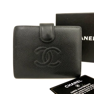CHANEL CC Logo Grained Calfskin Bifold Wallet Black/7BE1561 - Picture 1 of 8