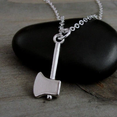 Серебряный топор ожерелье - топор подвеска - топор подвеска ожерелье - Lumberjack ювелирных изделий - Изображение 1 из 2