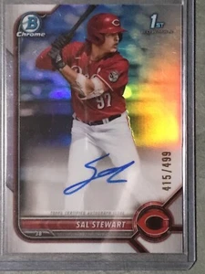 Sal Stewart 1st Bowman Chrome Refractor Autographed SSP Card Is Pristine 415/499 - Picture 1 of 5