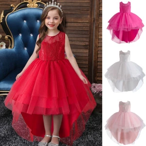 Kids Princess Flower Girls Christmas Bridesmaid Wedding Prom Party Pageant Gown - Picture 1 of 50