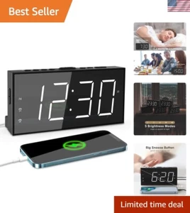 Digital Alarm Clock, 7.5" LED Big Number Clock for Bedroom with 2 Alarms,USB ... - Picture 1 of 9