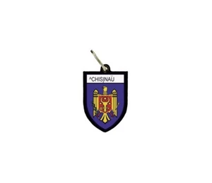 keychain key chain ring flag national keyfob souvenir shield chisinau moldova - Picture 1 of 1