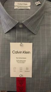 Calvin Klein Men’s Tech Active Stretch Regular fit Shirt, Blue Size Medium NWT - Picture 1 of 4