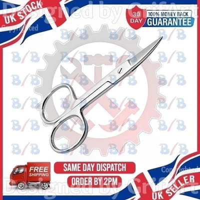 FINGER TOE NAIL SCISSORS SMALL CURVED SHARP STAINLESS STEEL MANICURE CUTICLE UK - Image 1 of 4