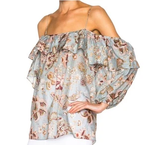 Zimmermann Neu mit Etikett Pavillon schwimmendes Rüschen-Top Gr. 0 Blumenmuster 450 $ Bluse fließend schick - Bild 1 von 21