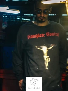 GOTOFREE 25SS MENS SAINT VINTAGE T SHIRT COMPLETE CONTROL LONG BLACK JUMPER TOP - Picture 1 of 7