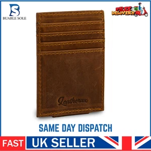 Leatherax Cartera Delgada de Cuero Genuino con Bloqueo RFID - Clip Magnético, Envío al Reino Unido - Imagen 1 de 2