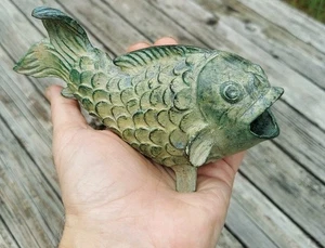 Jarrón maceta de peces Koi de bronce para estanque de peces decoración del hogar MCM 7"x 3"x 3" - Imagen 1 de 7