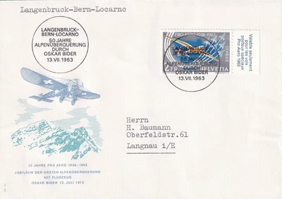 SA14 Switzerland 1963 25th Anniv Pro-Aero, Planes FDC - Image 1 of 2