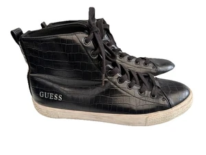 Guess Men GMPONTI Black High Top Sneakers Ankle Boots Croc Embossed Texture 9/43 - Picture 1 of 11
