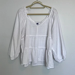 Blusa Antigua Azul Marino Para Mujer Cintura Imperio Talla Grande XXL Boho Cottage Campesina En Niveles - Imagen 1 de 9