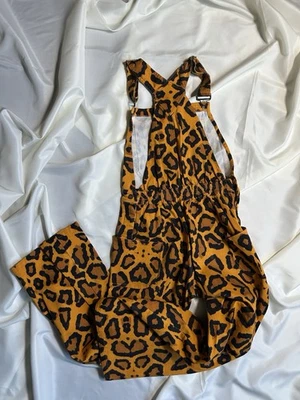 Womens Jumpsuit Medium Yellow Leopard Print Regular Fit Wide Leg Overall Comfort - Image 1 of 4