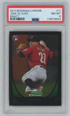 Jose Altuve 2011 年 Bowman 选秀和前景 Chrome RC PSA 8 #11 休斯顿 — 第 1/3 张图片