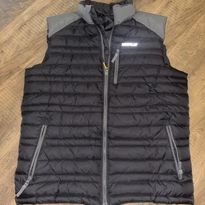 Caterpillar Men’s Quilted Light Puffer Vest Large Black Gray - Picture 1 of 6