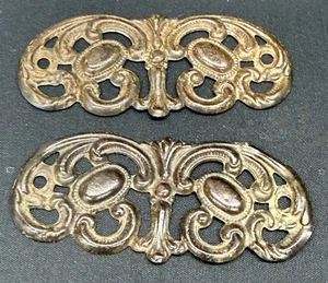 Antikes viktorianisches verziertes Paar passende Messingmöbel Schublade Rückzugplatten - Bild 1 von 4