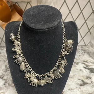 Silver Metal Necklace Lion Elephant Cheetah Giraffe Charm Safari Animals - Picture 1 of 19