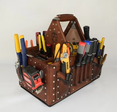 Electrician Leather Tool Bag Tuff-Tote Journeyman's Stronghold tote 9X16-RDP - Image 1 of 4