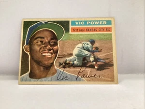 1956 Topps Gray Back Vic Power #67 Kansas City Athletics Crease - Bild 1 von 10