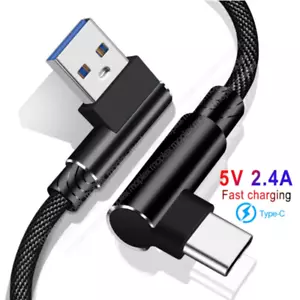 3/6/10Ft 90Degree Right Angle USB to TypeC Charger Cable Fast Charging Sync Cord - Picture 1 of 10