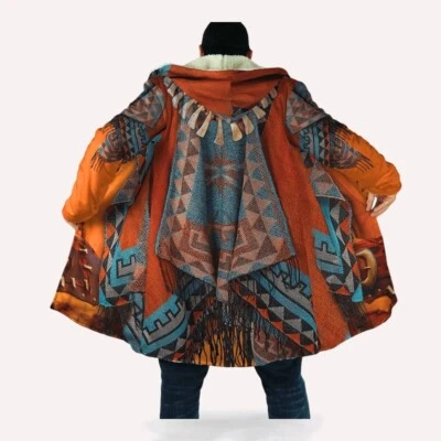Native American Coat, Indians Native American 3D All Over Printed Hooded Cloak C - Image 1 of 3