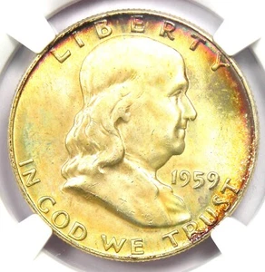 1959-D Franklin Half Dollar 50C Coin - NGC MS67+ FBL Plus Grade - $12,000+ Value - Picture 1 of 7
