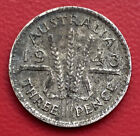 1943 Australia Threepence 92.5% Silver Three Pence Coin Pre Decimal King George
