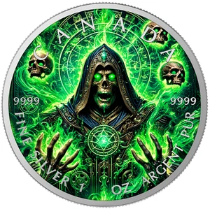 Canada 2025 Necromancer Radioactive 1 oz silver colorized coin 5 dollars - Imagen 1 de 5