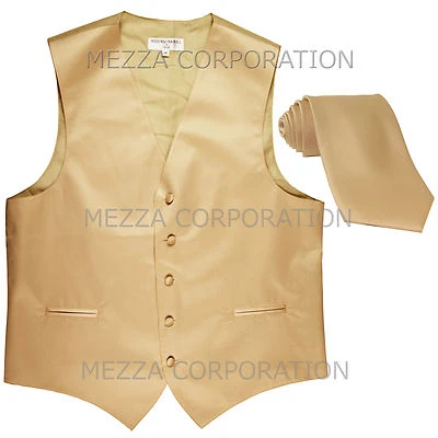New Men's Vesuvio Napoli Tuxedo Vest Waistcoat Necktie prom wedding party Beige - Image 1 of 3
