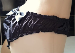 Sissy Black Silky Knickers Buttery Soft Satin Ruffle Panties M 10/12  -  US 6-7 - Picture 1 of 10