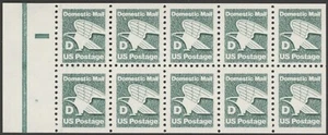 1985 Scott #2113a (22c) "D" Rate Eagle, Booklet Pane of 10, MNH - Picture 1 of 2